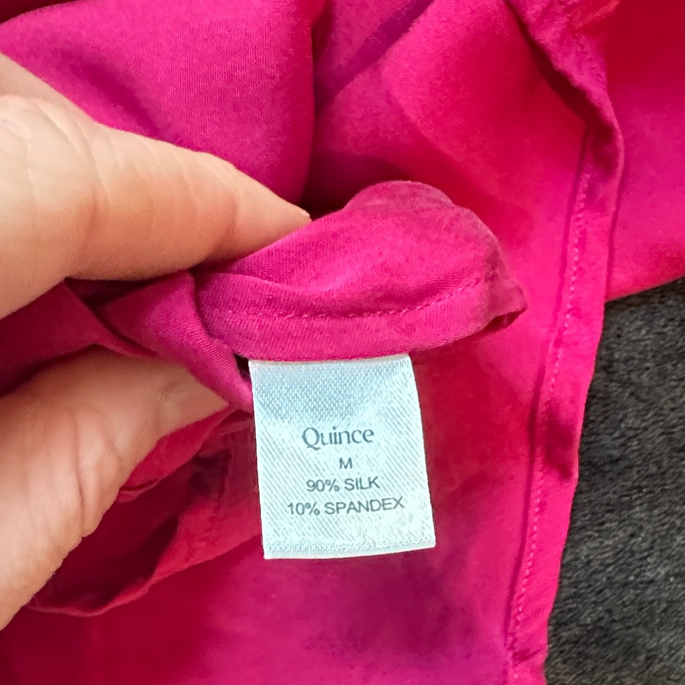 Quince Fuchsia Washable Silk Button-Down Shirt - Picture 6 of 6